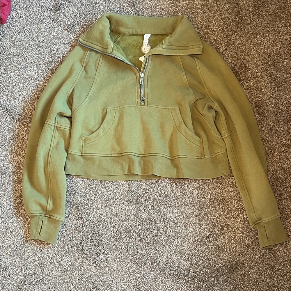 Lululemon Scuba Oversized Funnel Neck Half Zip Bronze Green Size XS/S